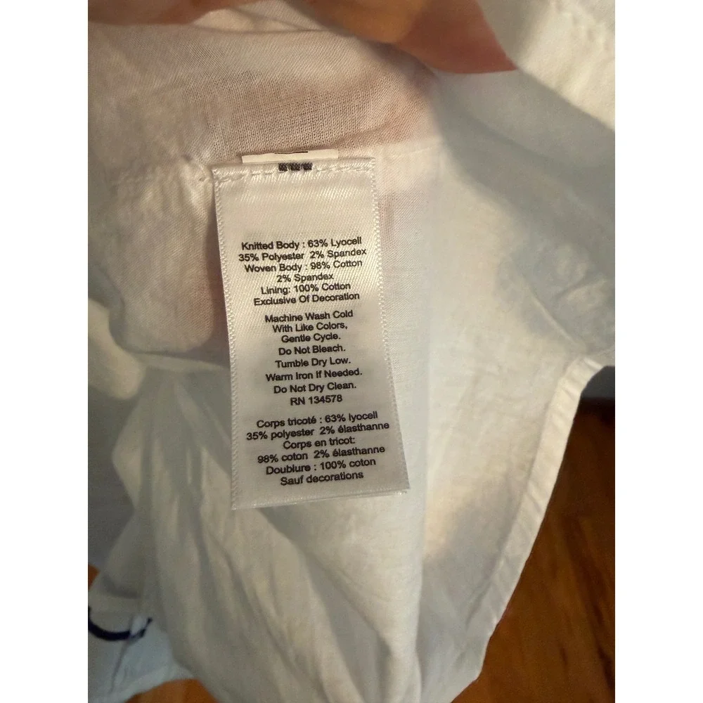 Vineyard Vines Mix‎ Media Midi Summer Sun Dress Cotton Poplin White Size XS